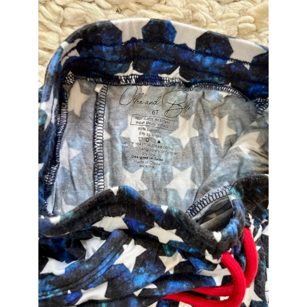 Kid Ollee and Belle Blue White Star Print Bamboo Joggers 6T